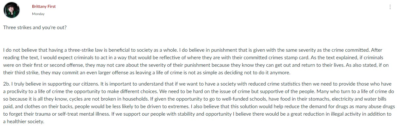 the idea of being "tough on crime", and are not generally considered