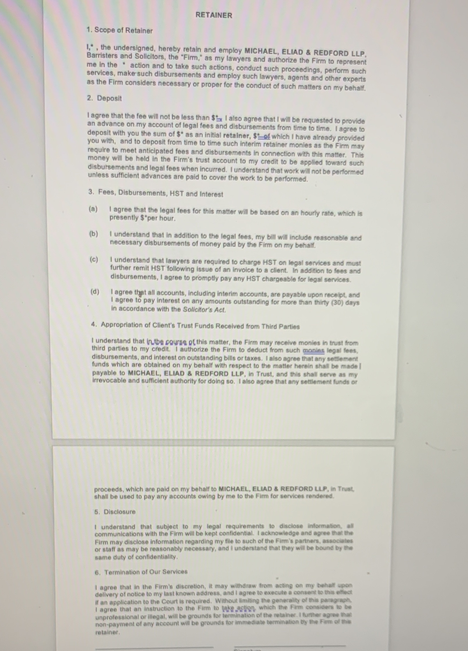 matter number 203. Assume that there is no conflict within the firm