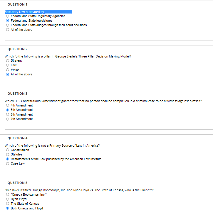 Federal and State legislatures o Federal and State Judges through their court