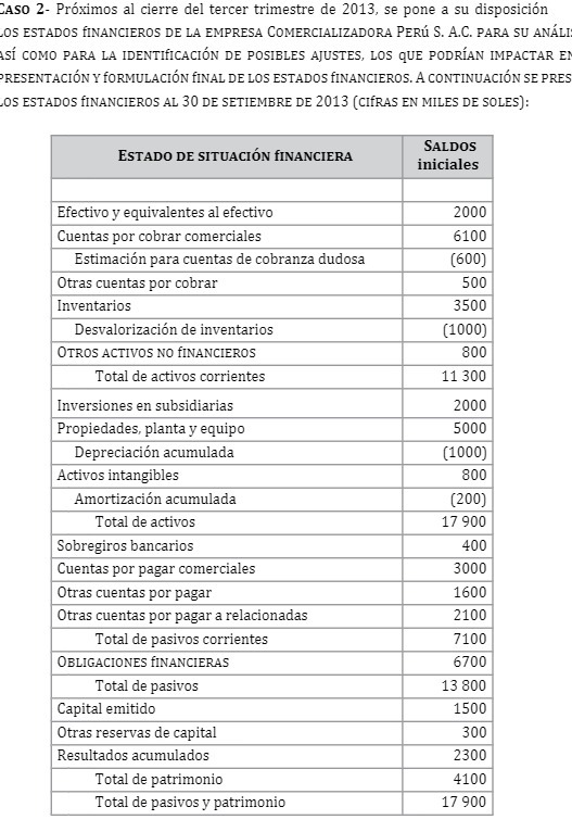 so 2- Pr6ximos al cierre del tercer trimestre de 2013, se pone