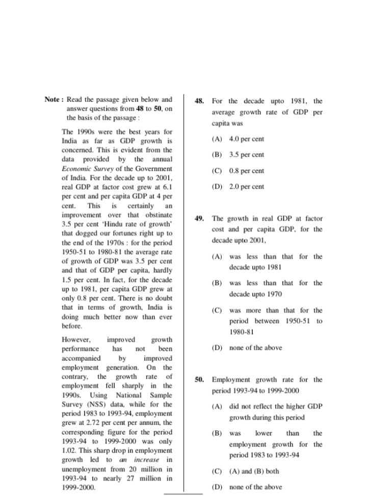 (B) 3.5 per cent Economic Survey of the Government (C) 0.8 per