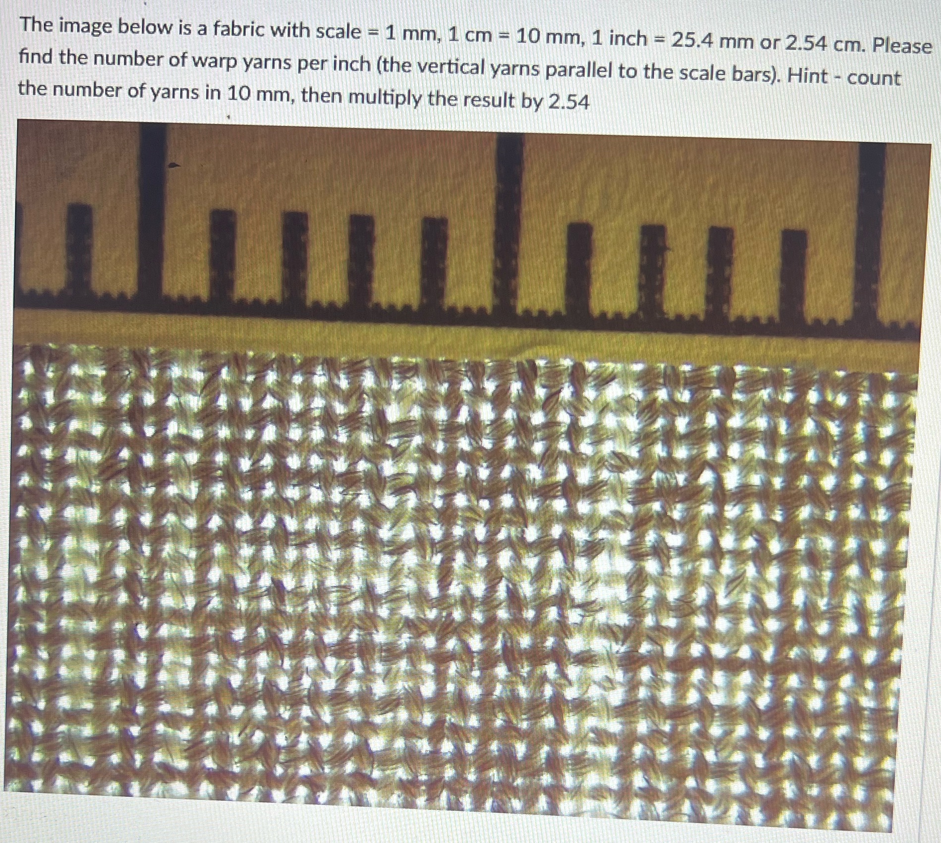 The image below is a fabric with scale - 1 mm,