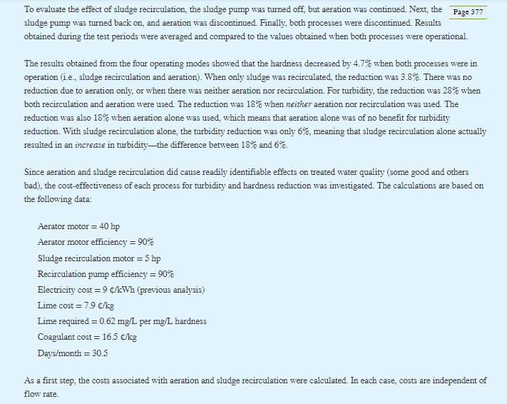  To evaluate the effect of sludge recirculation, the sludge pump was