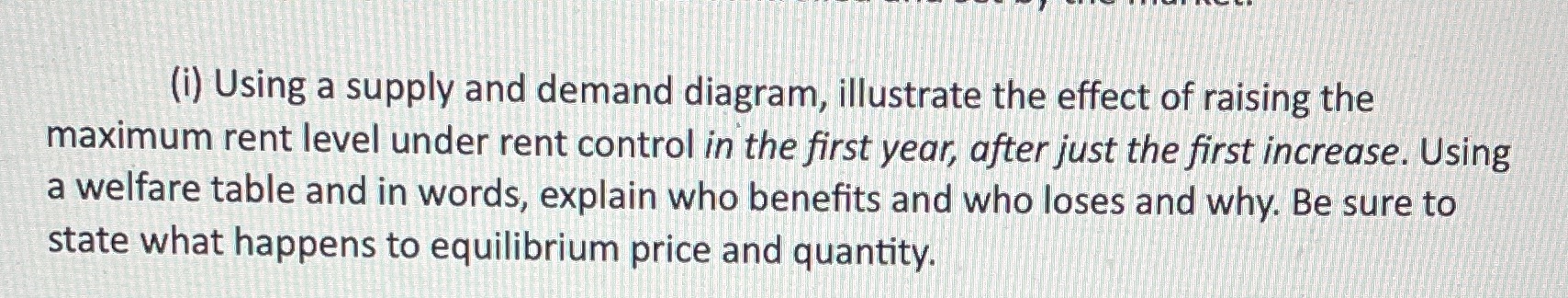(i) Using a supply and demand diagram, illustrate the effect of