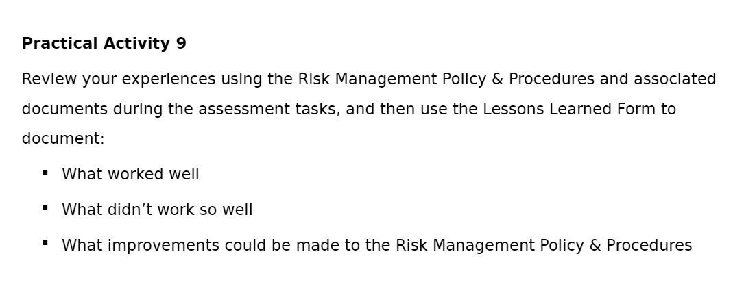 & Procedures and associated documents during the assessment tasks. and then use