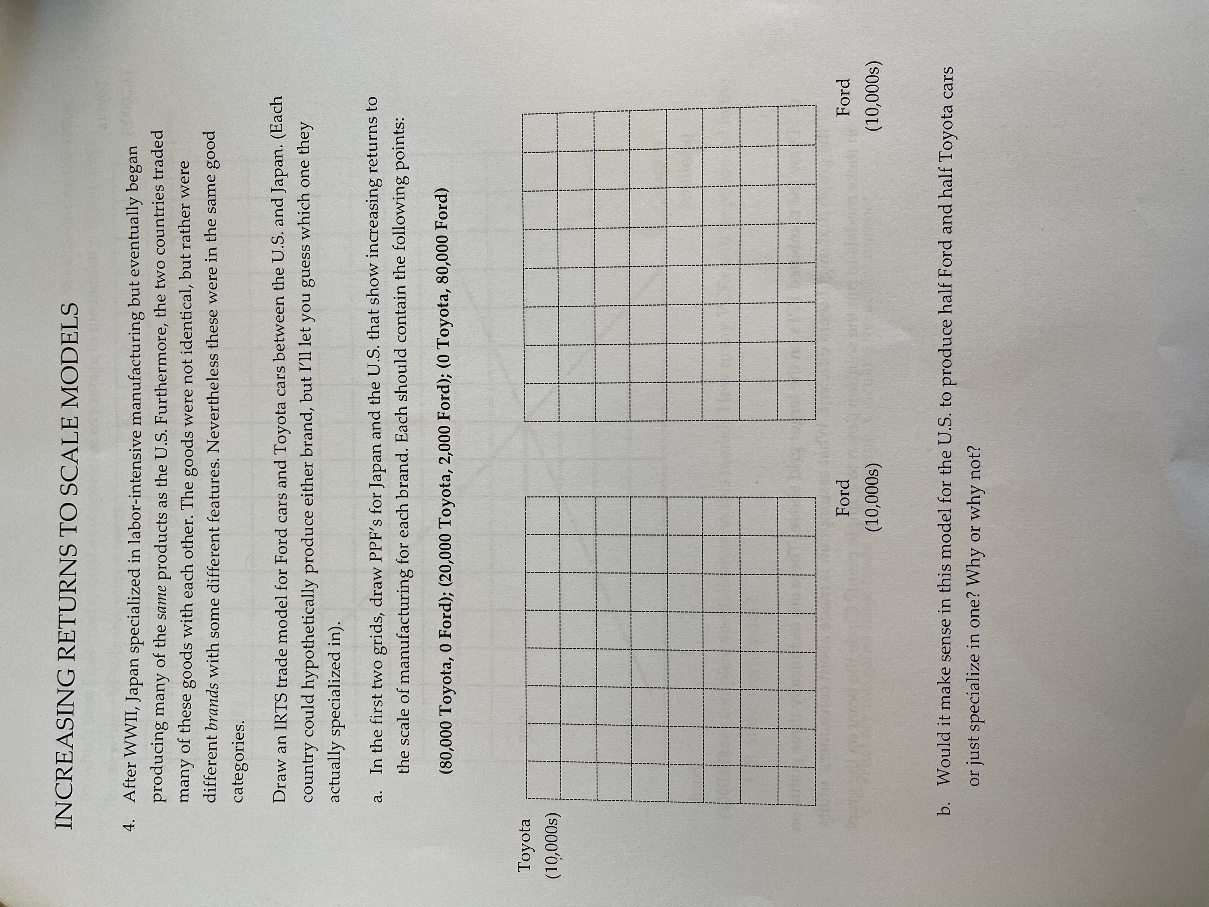  Please help and explain calculations INCREASING RETURNS TO SCALE MODELS 4.