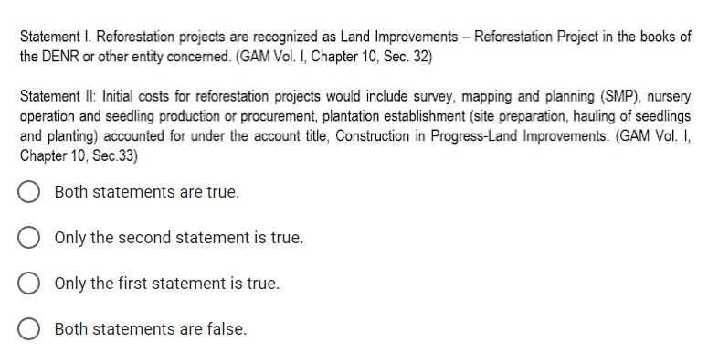 CAO, DOT, and ROT. (GAM Vol. I, Chapter 14, Sec.4) Statement II: