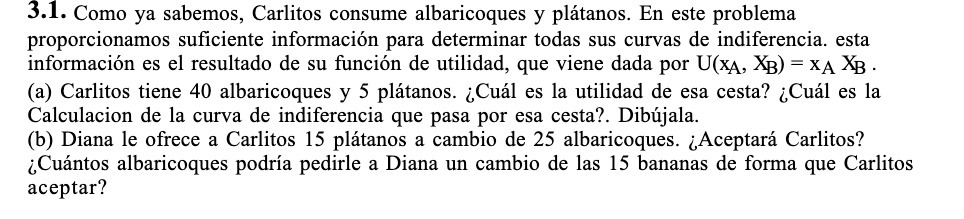 Como ya sabemos, Carlitos consume albaricoques y pltanos. En este problema proporcionamos