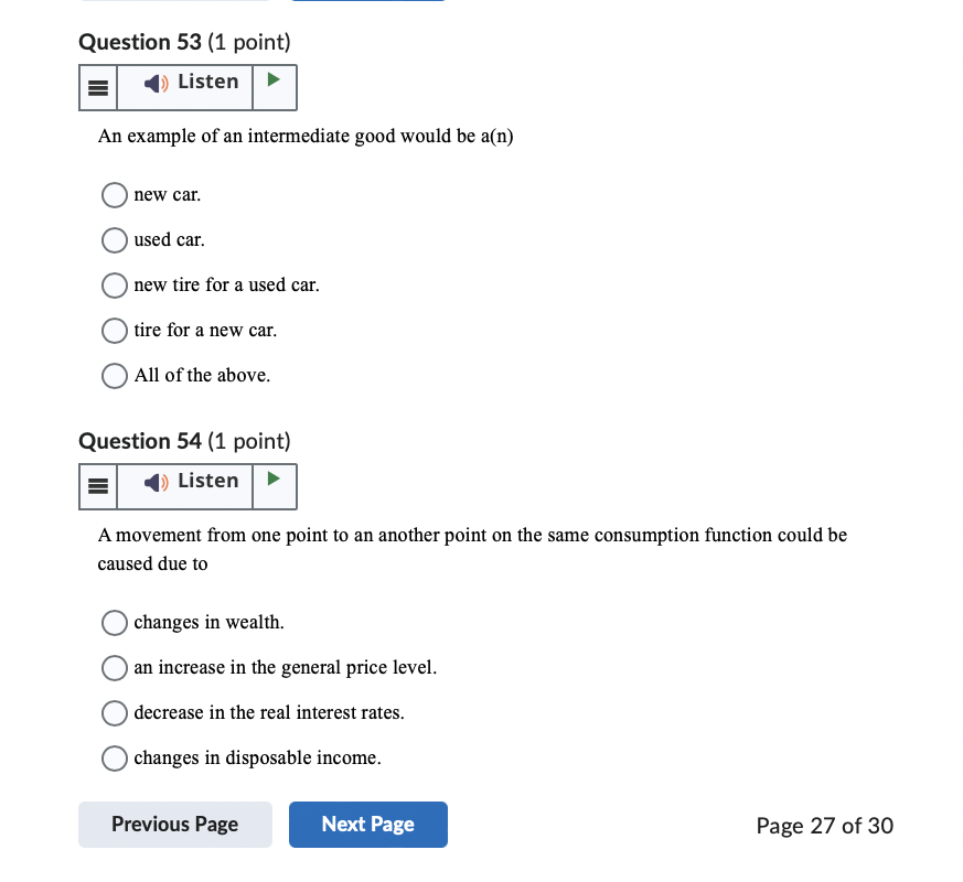 in disposable income O a decrease in the price level Question 38