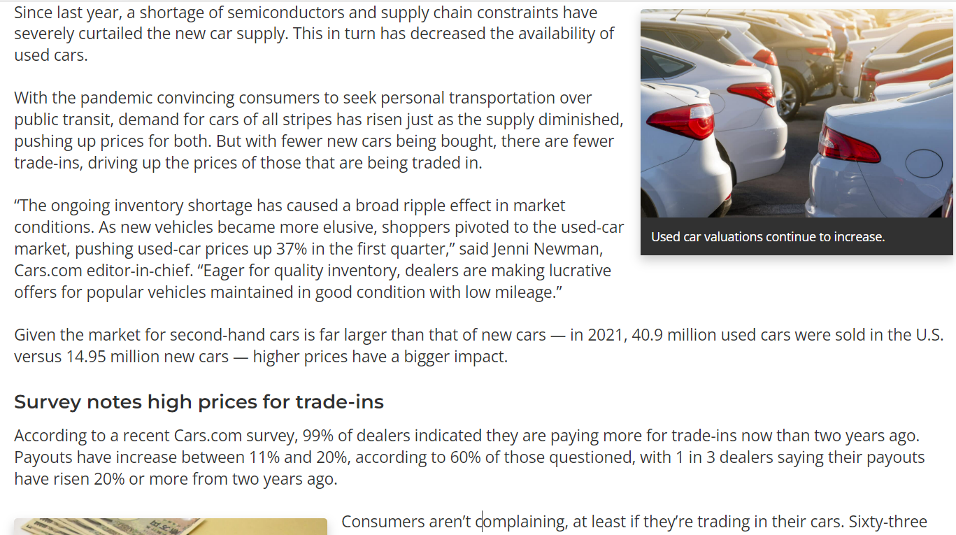 Used Cars Fetching Higher Prices as Demand Outstrips Supply Instructions 1. Review