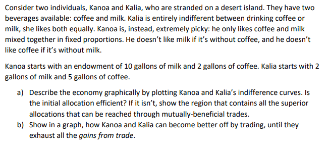 the equilibrium allocation that you found be different if Kanoa had an