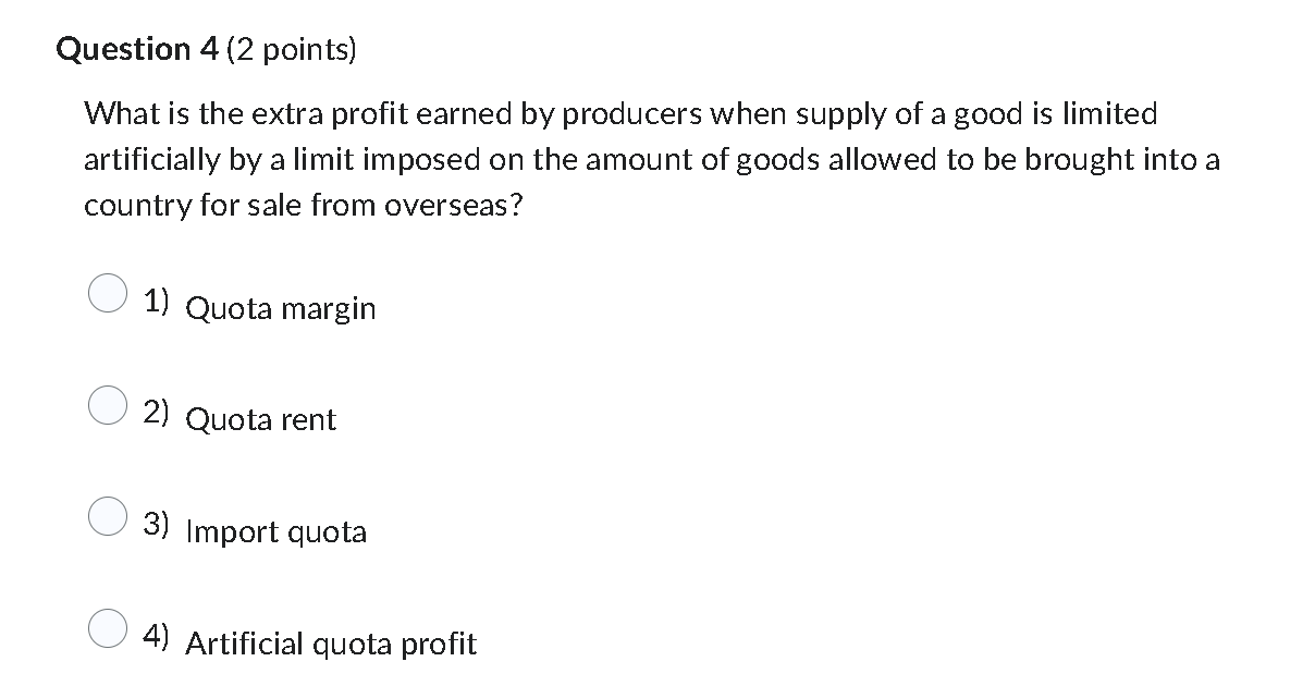 producers when supply of a good is limited artificially by a limit