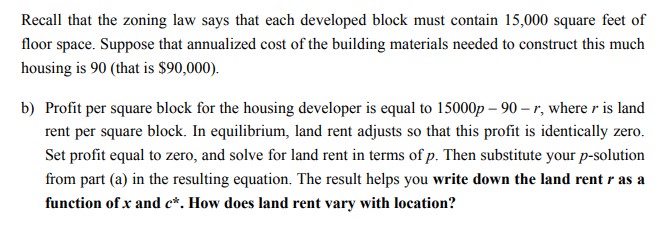 per square foot of housing is denoted by p. Now for ease