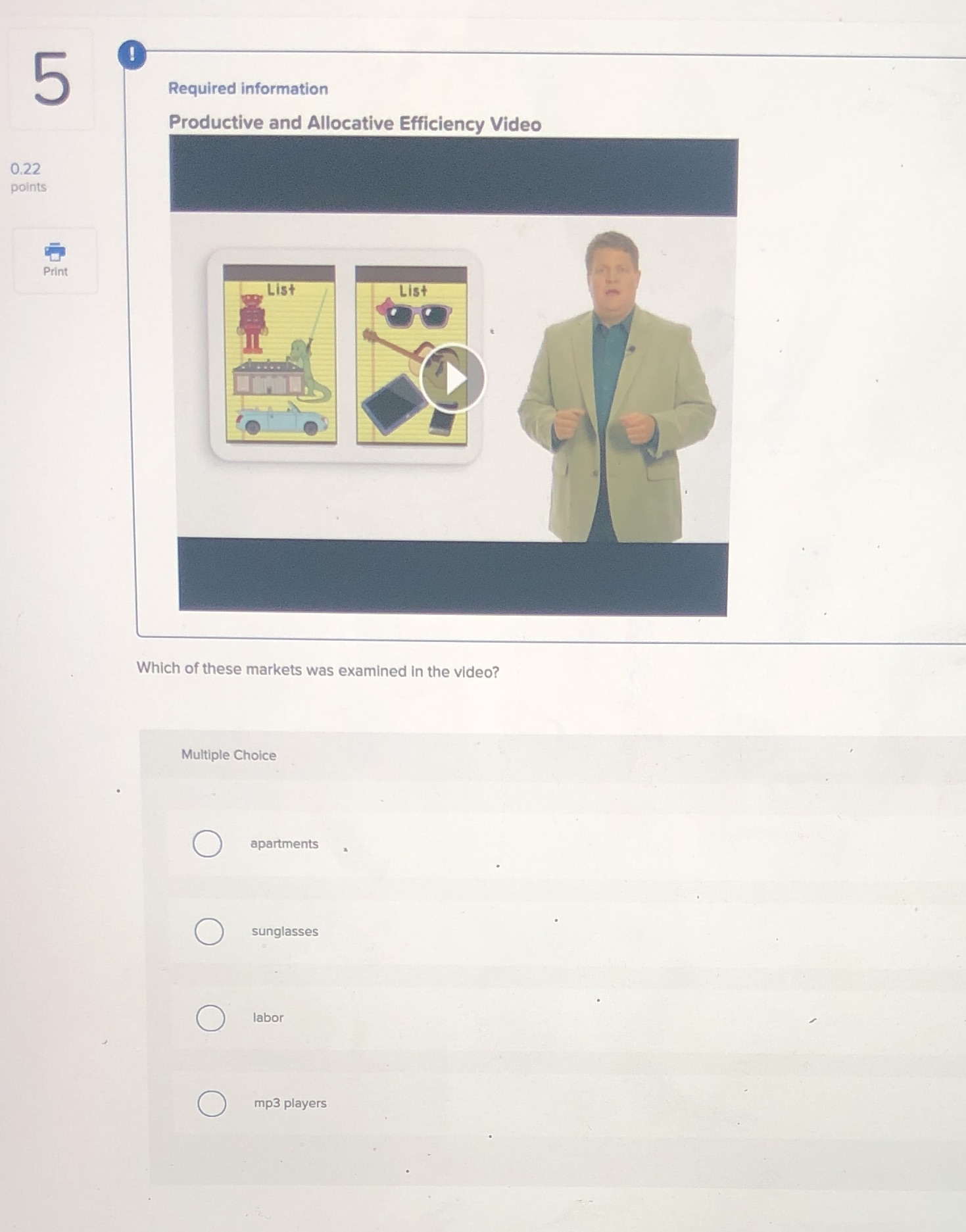 0.22 points Print List List . .. . Which of these markets