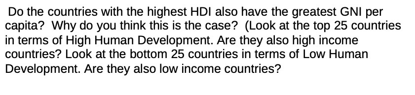  Do the countries with the highest HDI also have the greatest