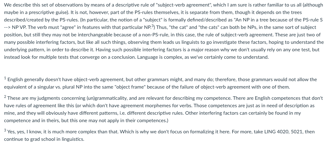 Phrase (labelled bracket notation) [VP [TV liked] [Det the] [Adj gray] [N