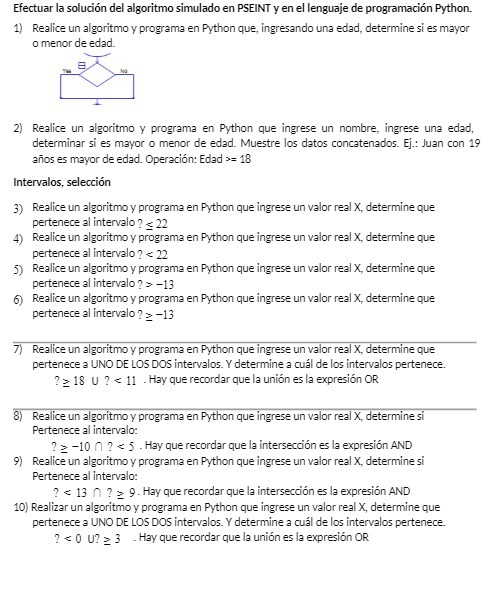 de programacin Python. I) Realize un algoritn-o y programa en Python que,