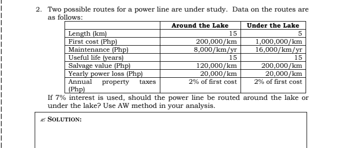 problems. 1. Four mutually exclusive alternatives are being evaluated, and their costs