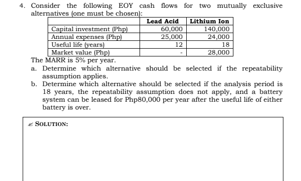 II III IV Capital Investment (Php) 1,000,000 1,520,000 1,840,000 2,200,000 Annual revenues