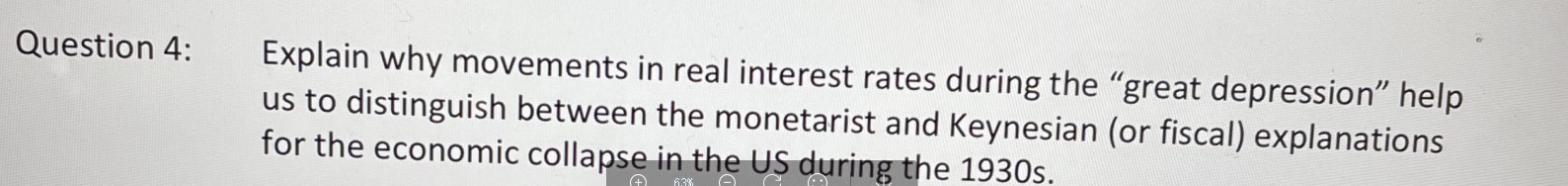 depression" help us to distinguish between the monetarist and Keynesian (or fiscal)