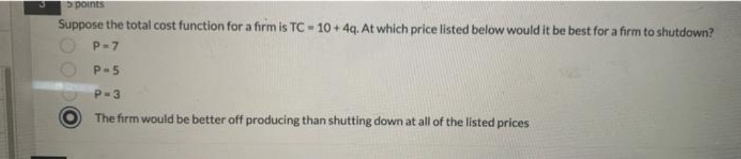  only type writing allow points Suppose the total cost function for