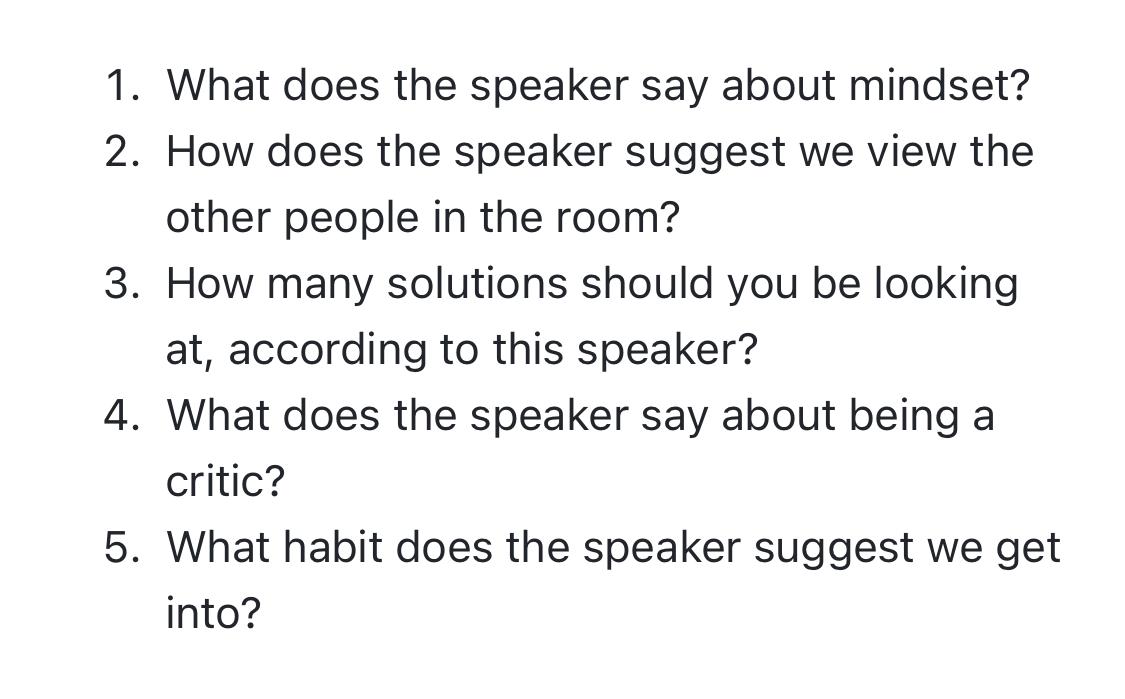 the speaker suggest we view the other people in the room? .