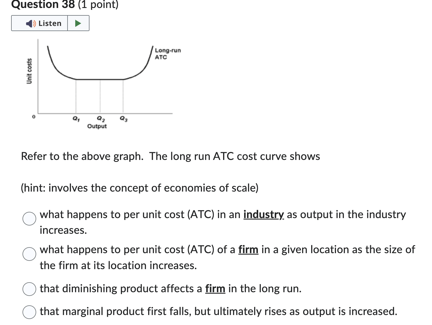 0 economies of scale 0 diseconomies of scale 0 diminishing returns 0