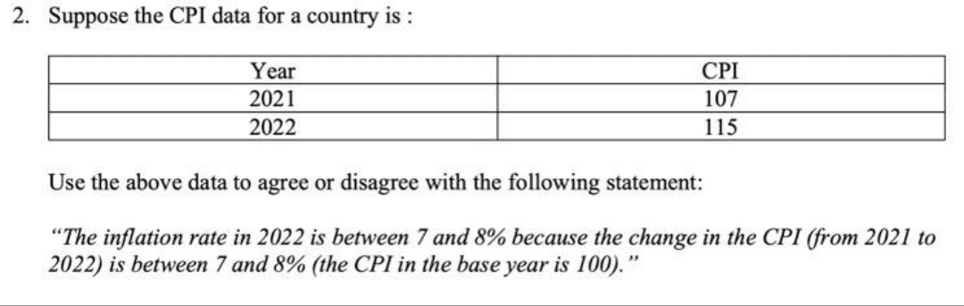 dont answer by pen paper 2. Suppose the CPI data for