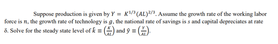 Assume the growth rate of the working labor force is n, the