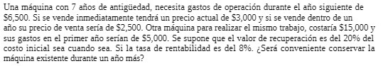 Una mquina con 7 ados de antiguedad, necesita gastos de operaci6n durante