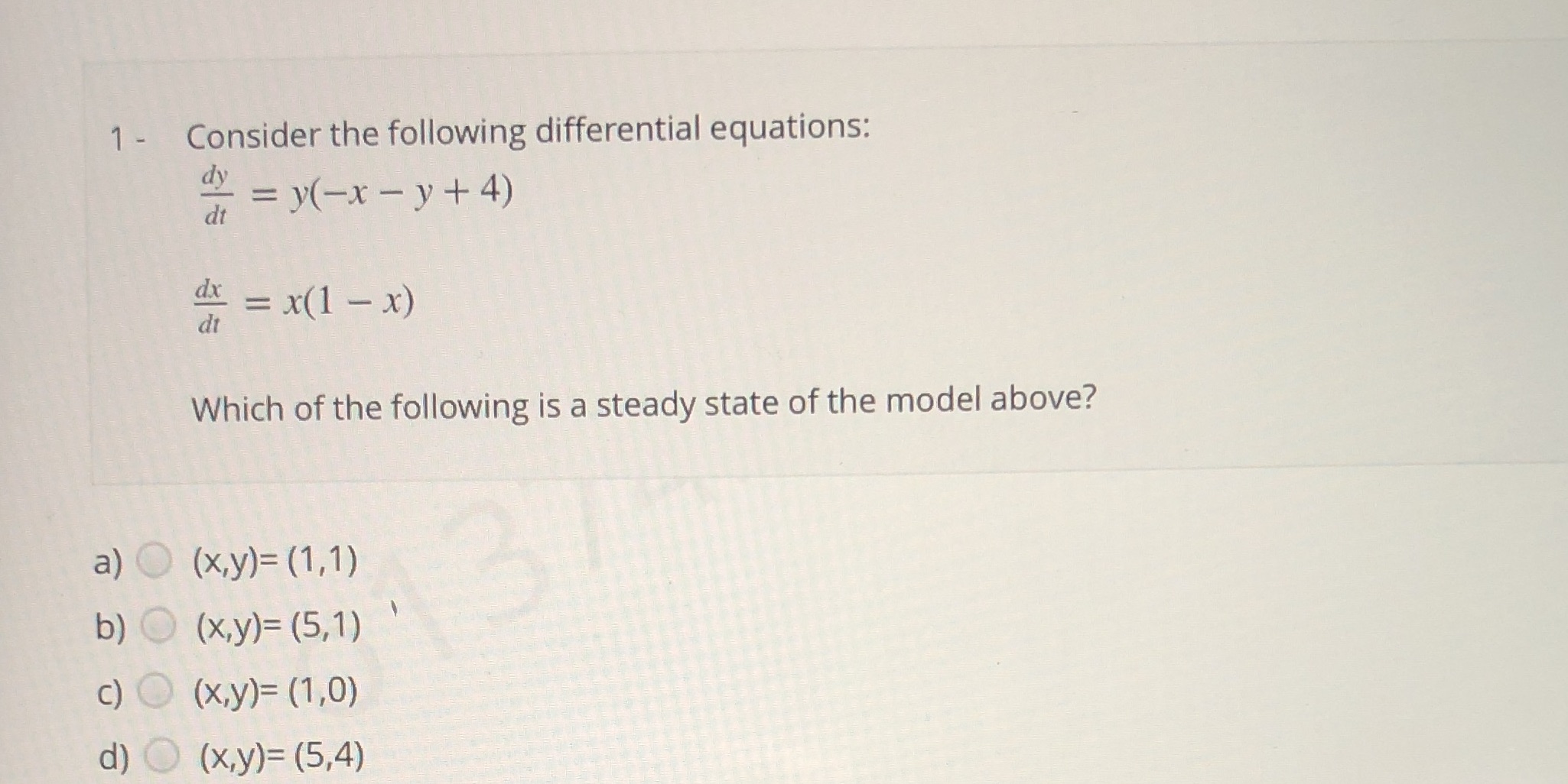 y+4) dx = x(1 - x) Which of the following is a