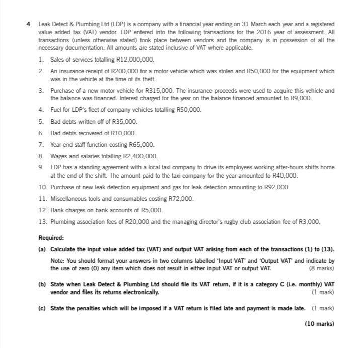 All transactions (unless otherwise stated) took place between vendors and the company