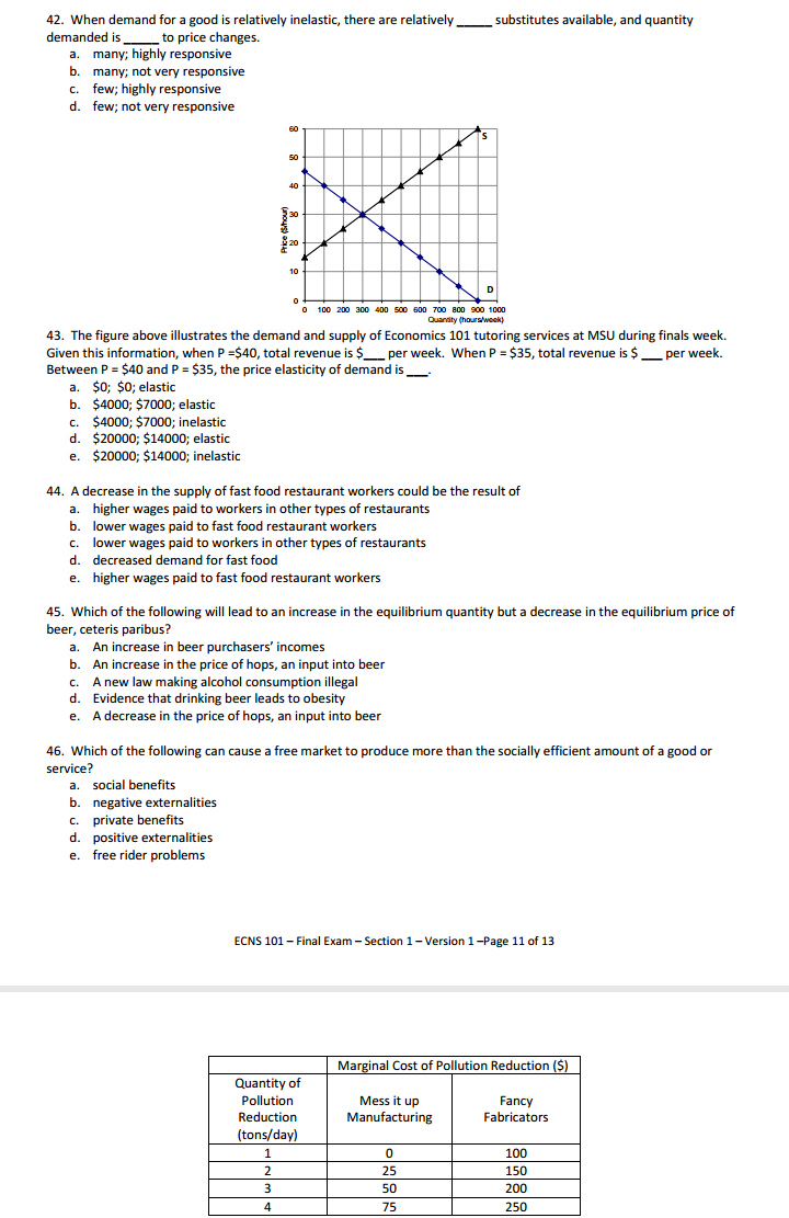 Exam - Section 1 - Version 1 -Page 2 of 13 Elves/hour
