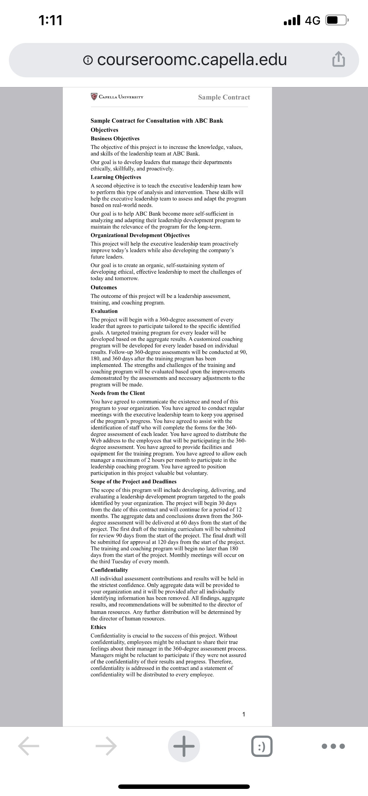 sample consulting contract; evaluation includes detailed edits and enhancements that clarify the