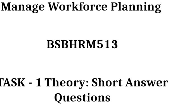 Manage Workforce Planning BSBHRM513 CASK - 1 Theory: Short Answer Questions