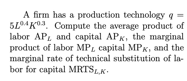 average product of labor AR; and capital APE, the marginal product of