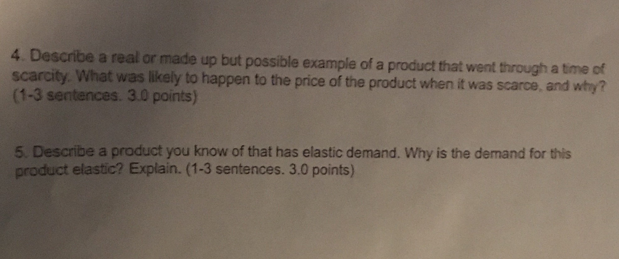 possible example of a product that went through a time of scarcity.