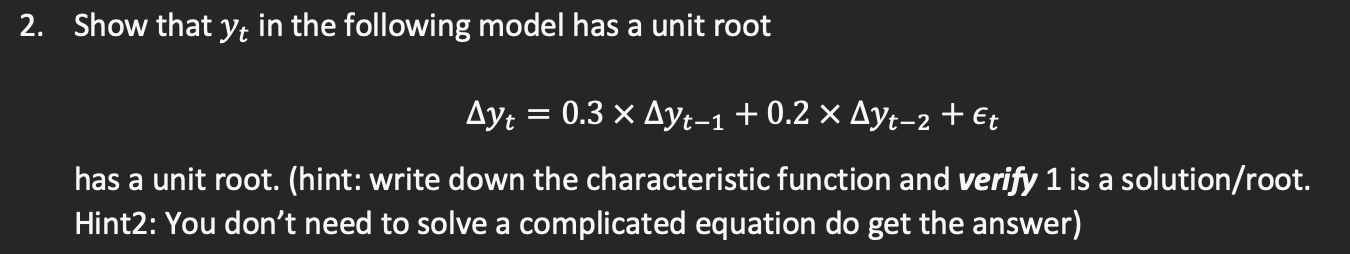 Please solve this question 2. Show that yr in the following