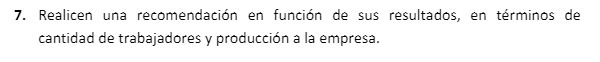 7. Realicen ung recomendaci6n en funci6n de sus resultados, en trminos de