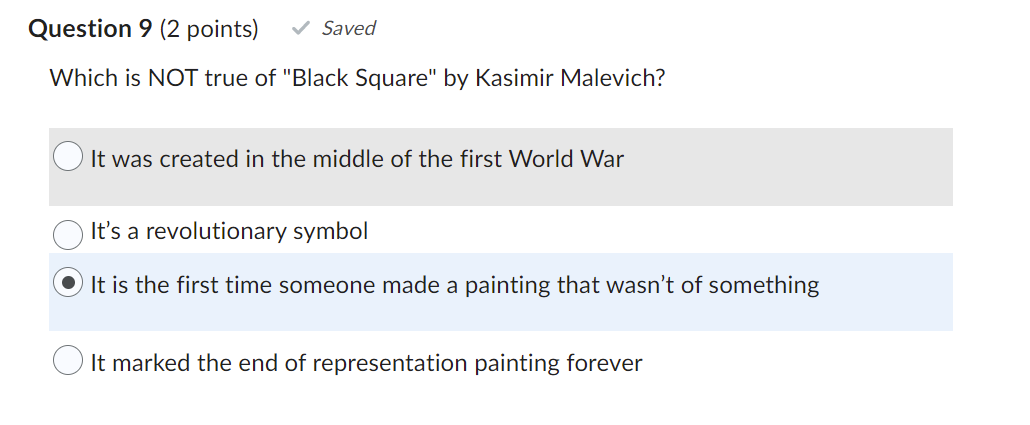 Question 9 (2 points) sf Saved Which is NOT true of