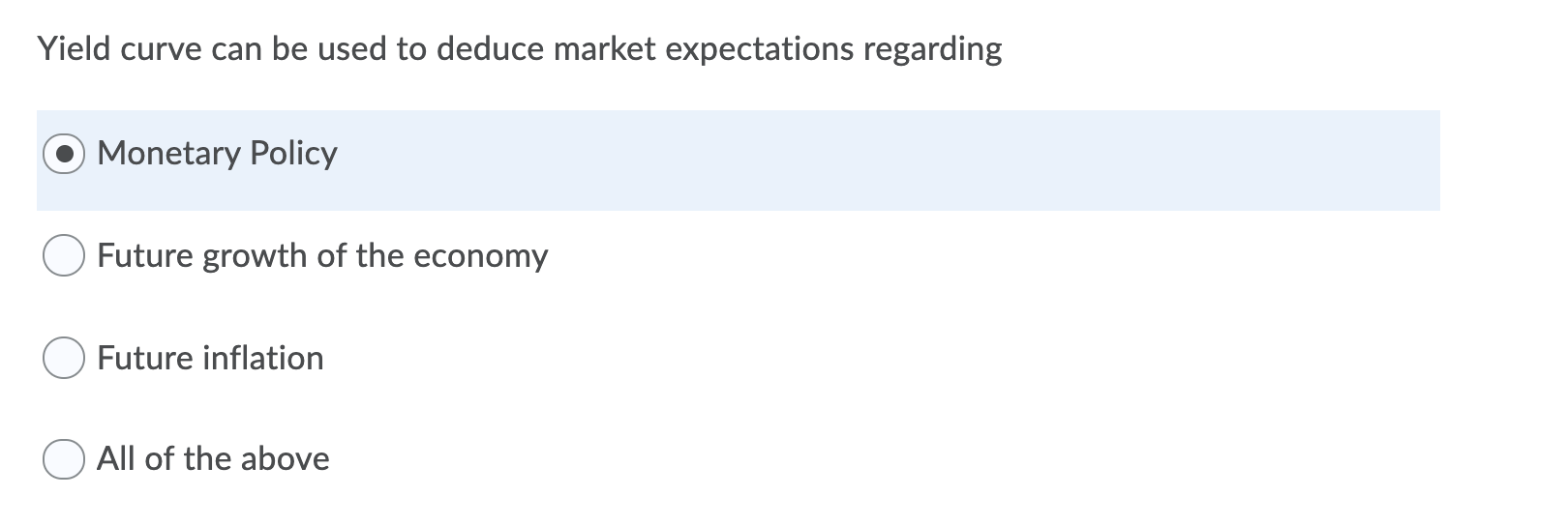 market expectations regarding @ Monetary Policy O Future growth of the economy