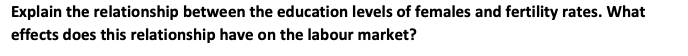 web Explain the relationship between the education levels of females and fertility