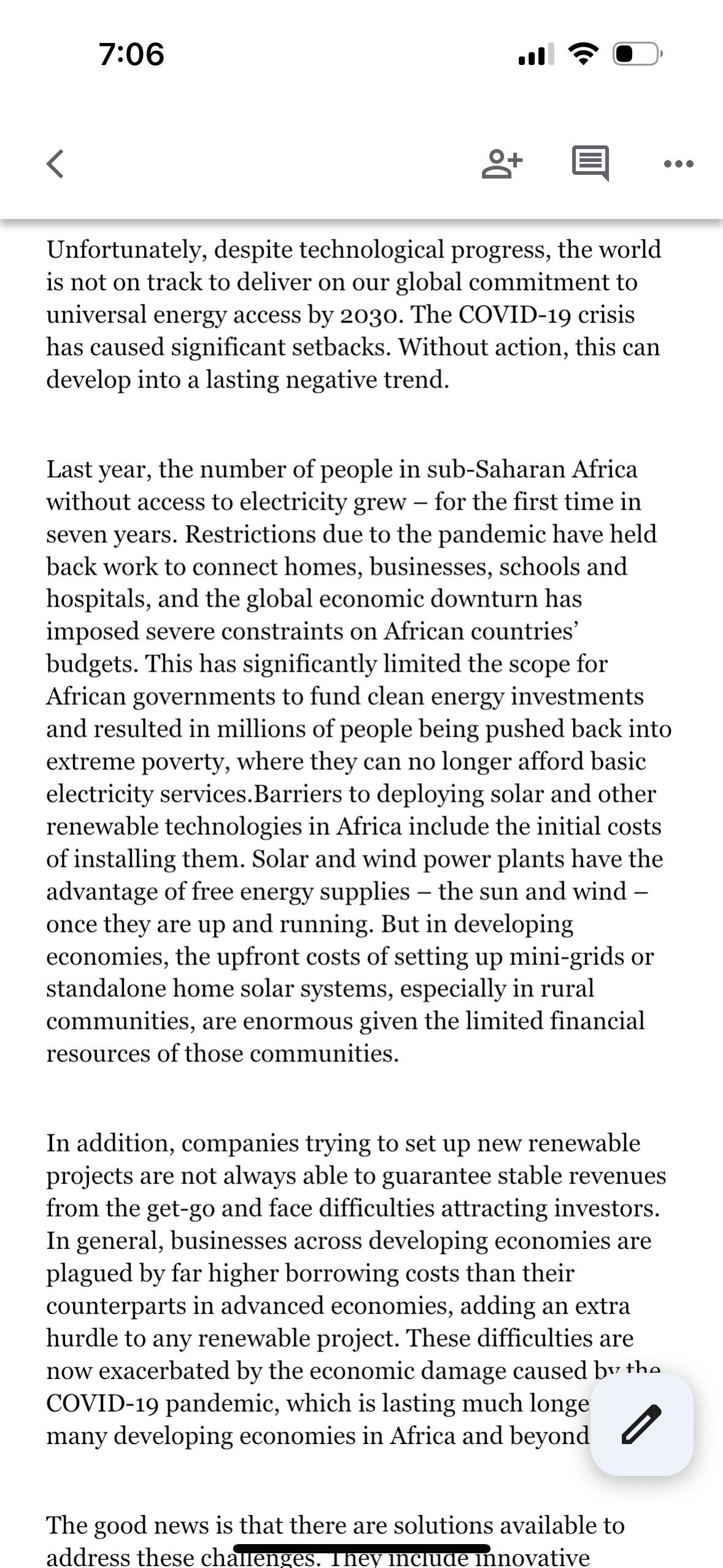 to electricity about 600 million of them in sub-Saharan Africa. In a