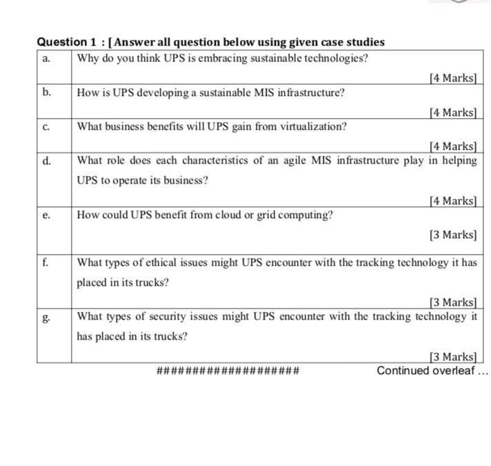  Question answer well Question 1 : [ Answer all question below