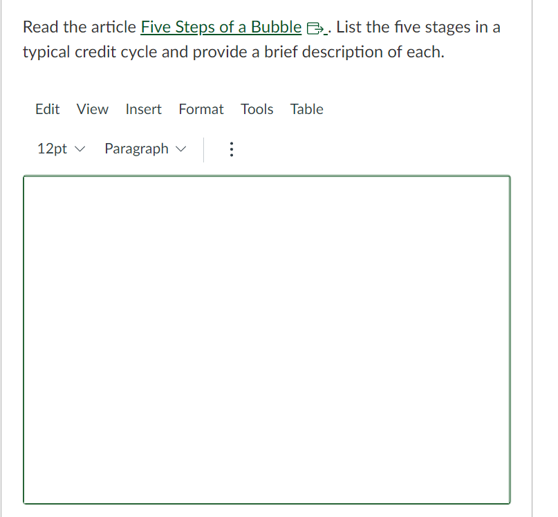  Read the article Five Steps of a Bubble . List the