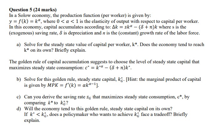  answer b, c and d Question 5 {24 marks} In a