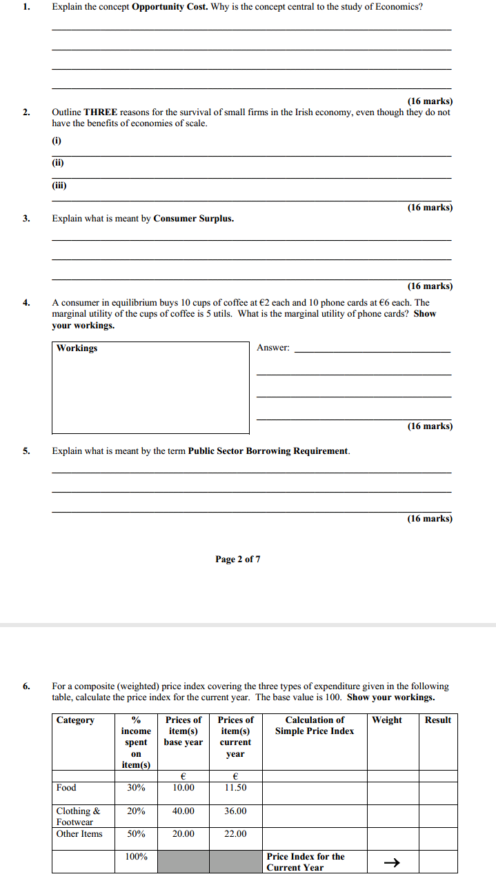 Surplus. (16 marks) 4. A consumer in equilibrium buys 10 cups of