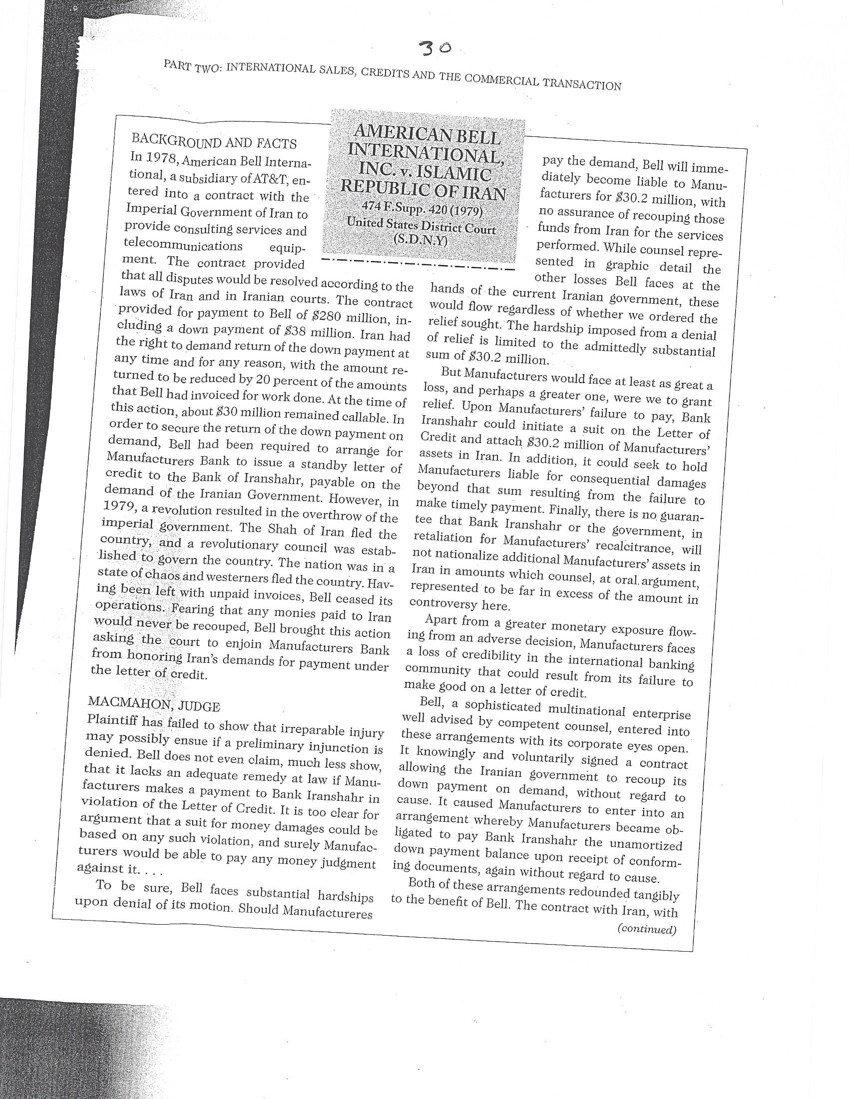 telecommunications equip- sented in graphic detail the ment. The contract provided other