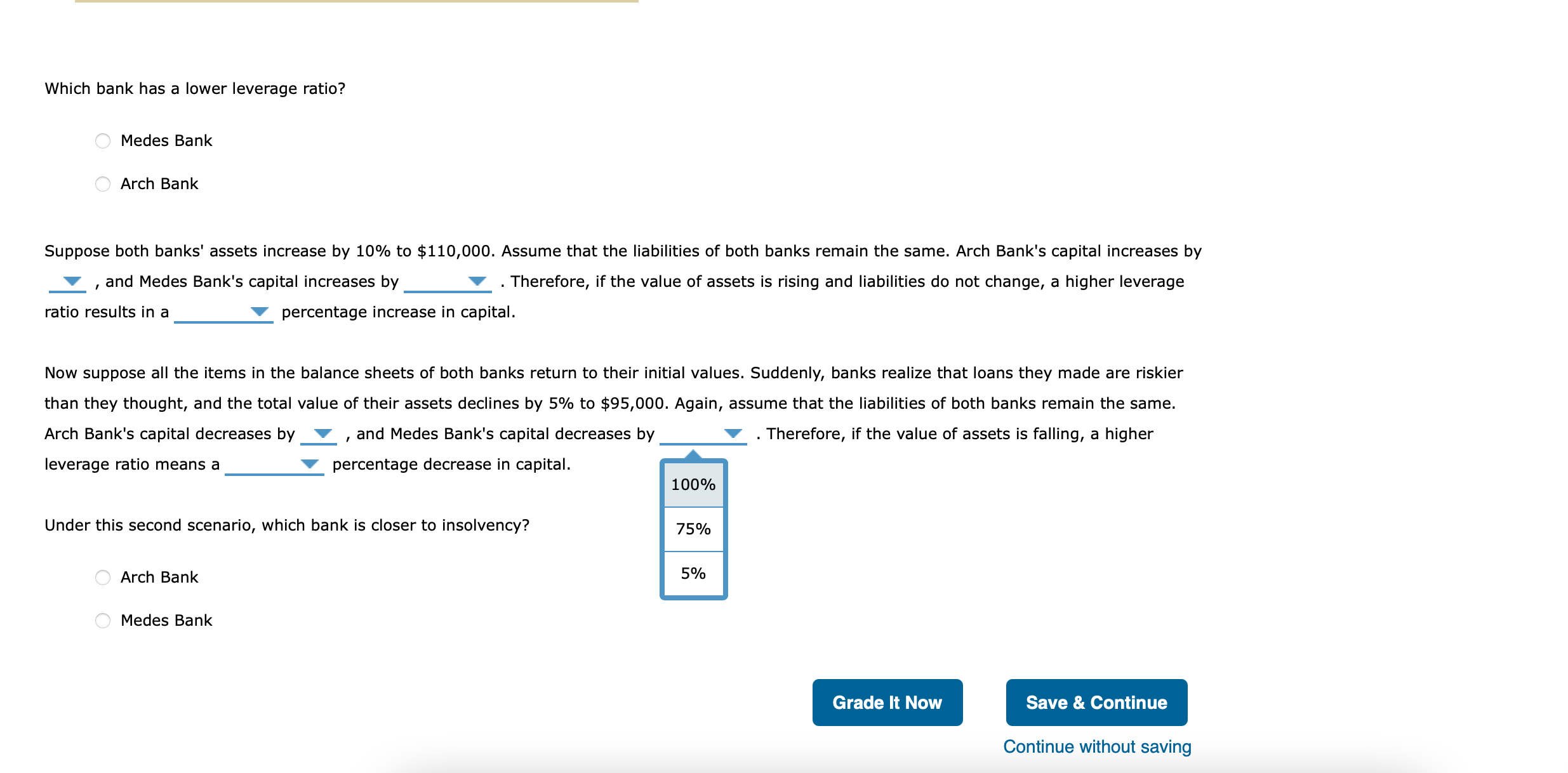 $95,000 Capital (Net worth): $5,000 Total: $100,000 Total: $100,000which bank has a