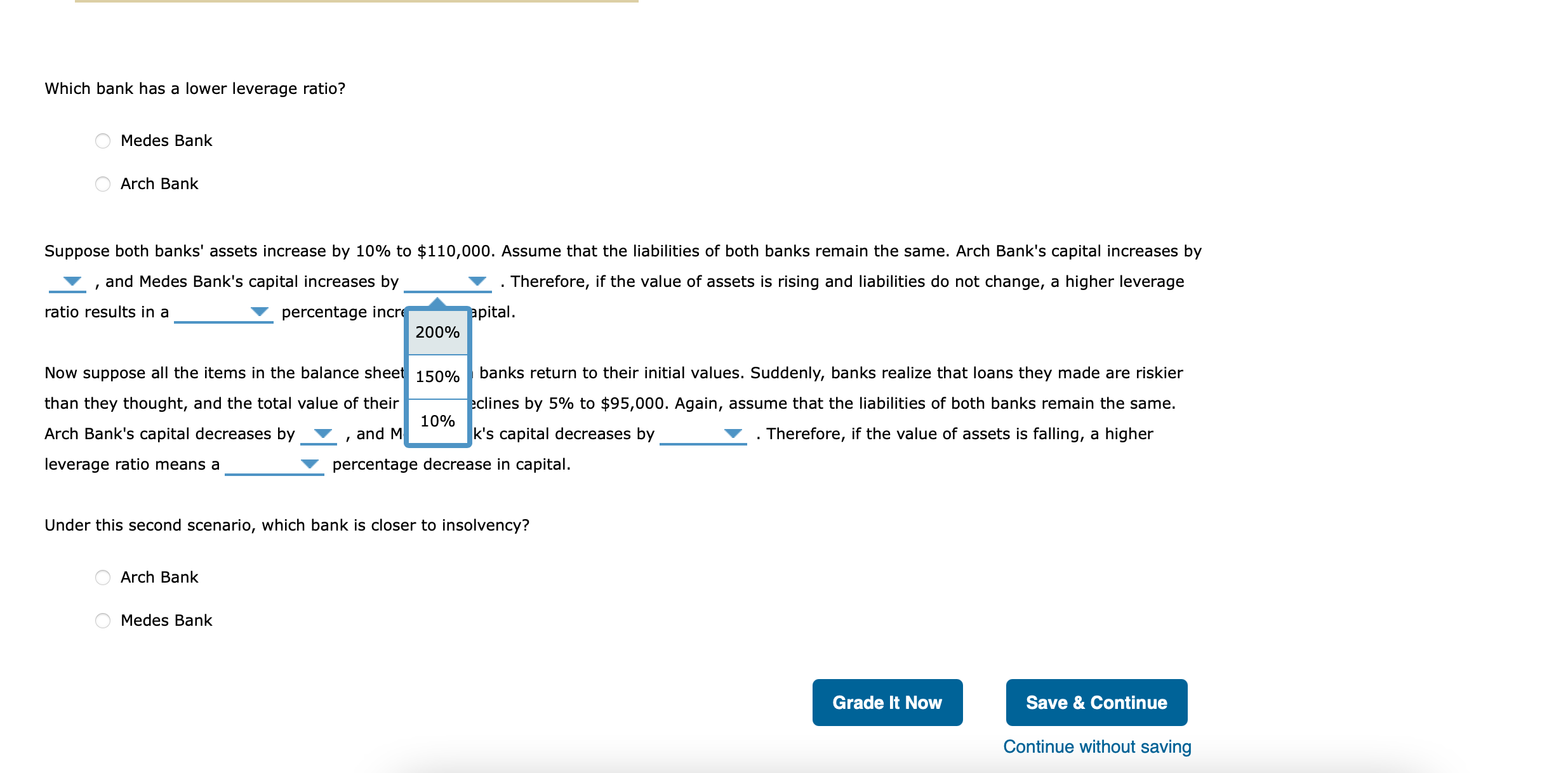 of assets is rising and liabilities do not change, a higher leverage